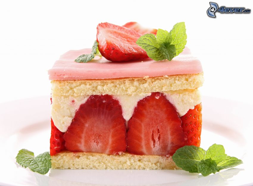 cake, strawberries