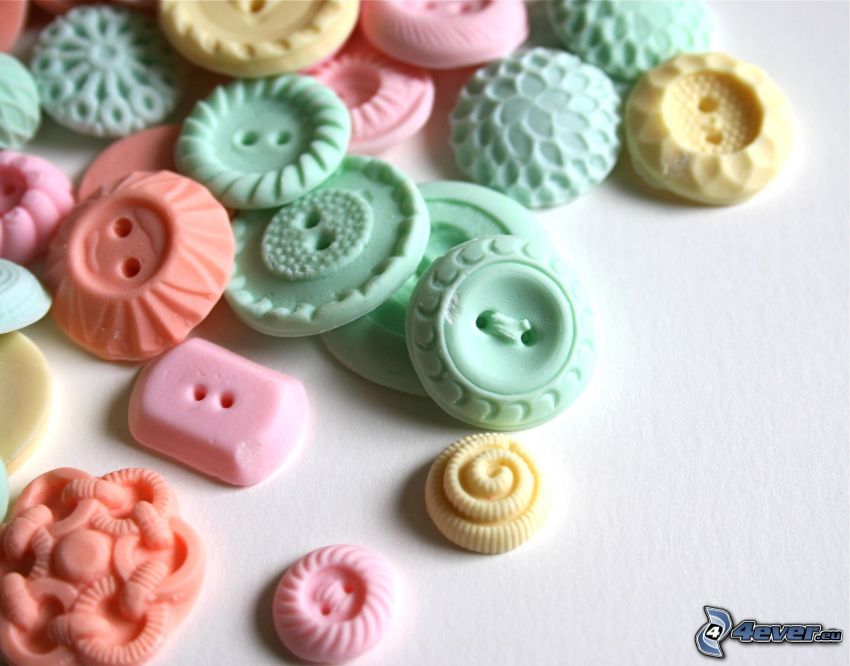 candy, buttons