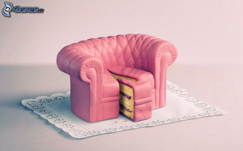 chair, cake