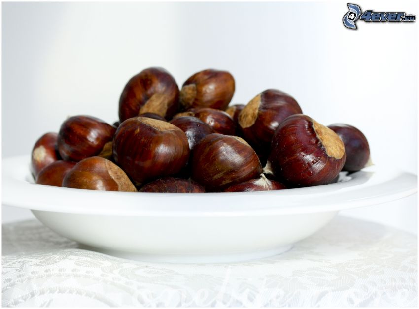 chestnuts, plate