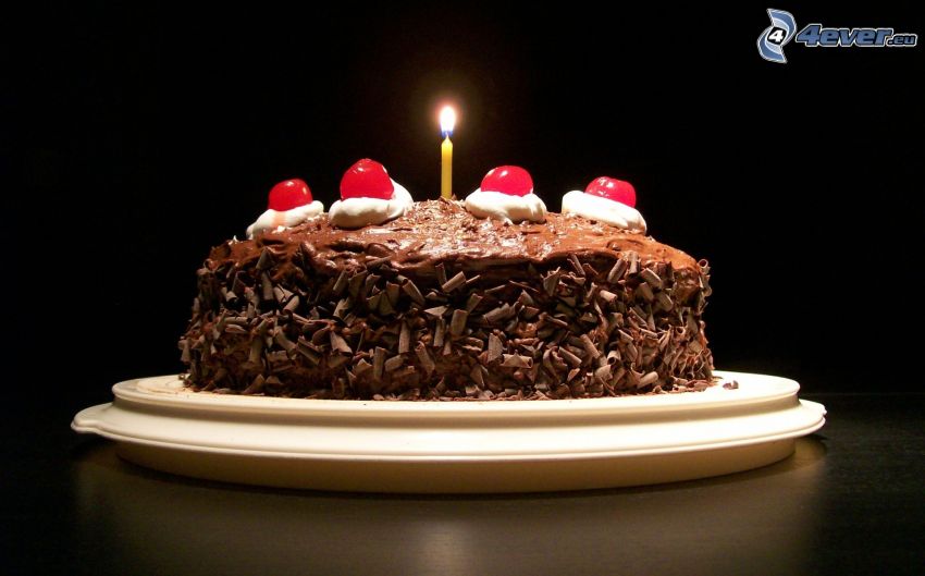 chocolate cake, candle