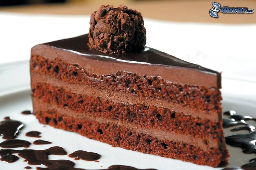 chocolate cake, piece of cake