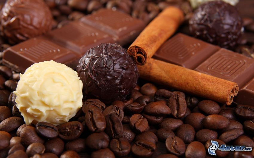 chocolate truffles, chocolate, balls, coffee beans