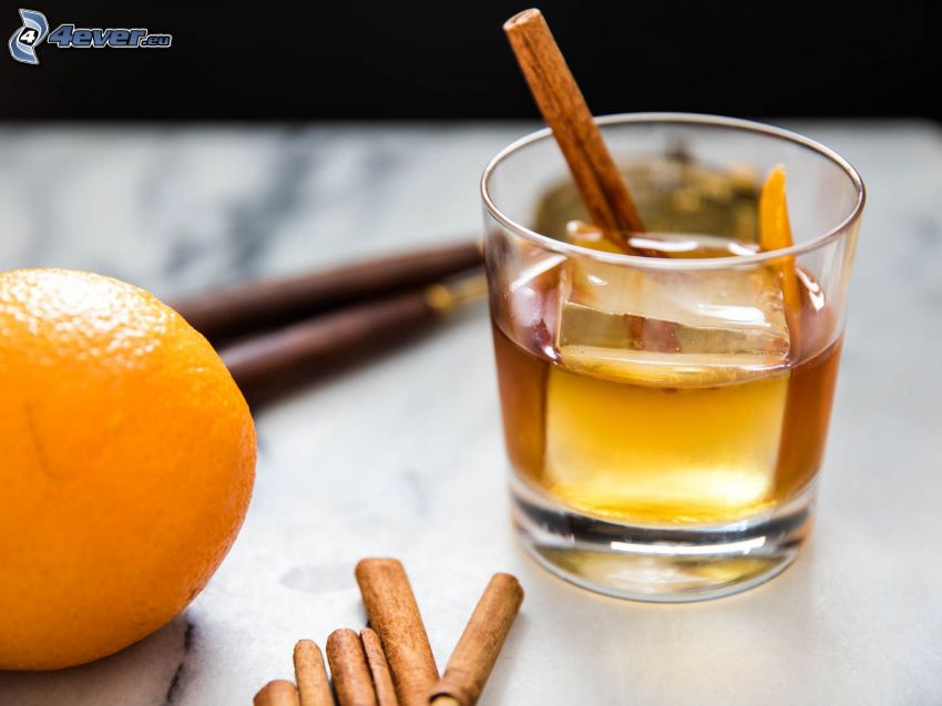 cocktail, cinnamon, orange