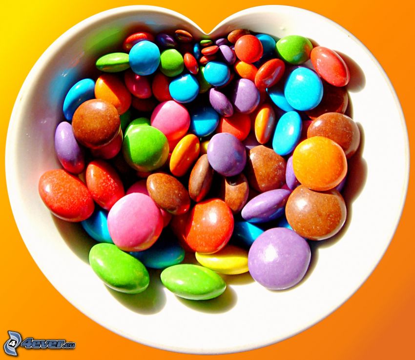 colorful candy, Smarties, bowl