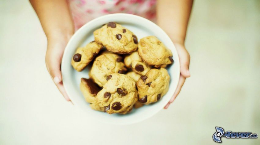 cookies, bowl, hands