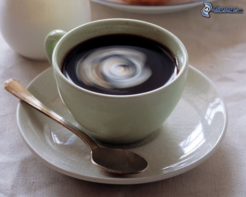 cup of coffee, spoon