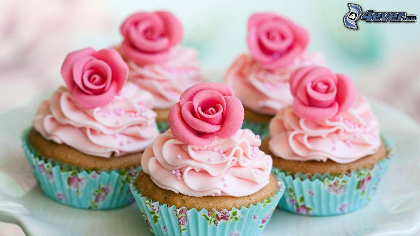 cupcakes, pink roses