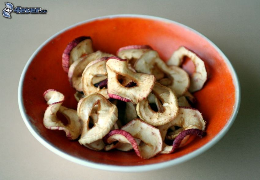 dried apples, bowl