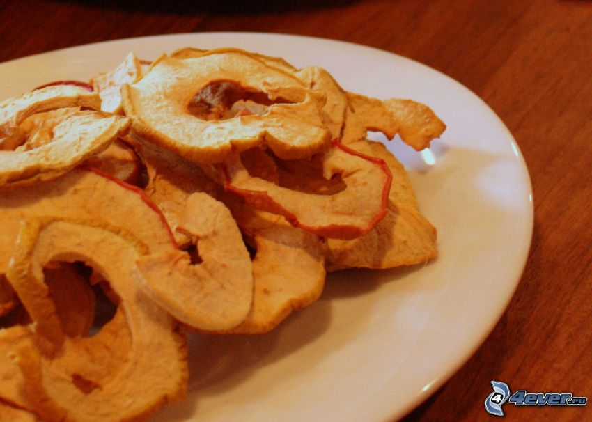 dried apples, plate