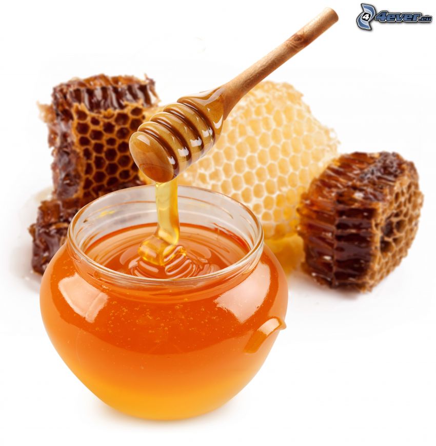 honey, wooden honey stick, beeswax