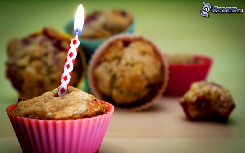 muffins, candle