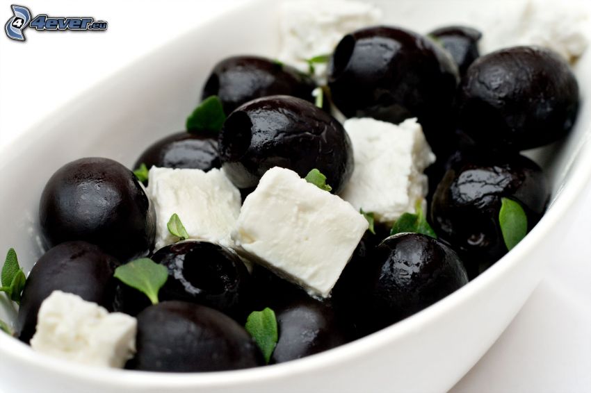 olives, cheese