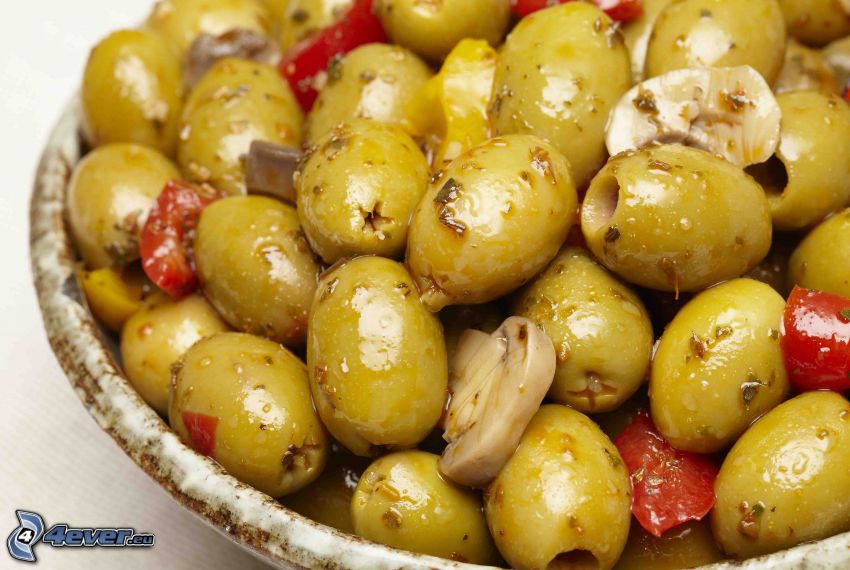 olives, mushrooms