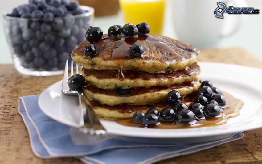 pancakes, blueberries