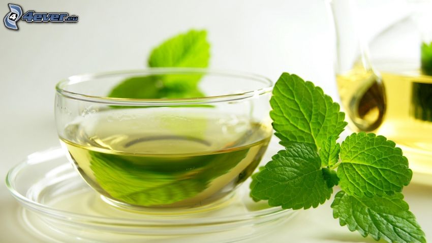 peppermint tea, cup of tea, mint leaves