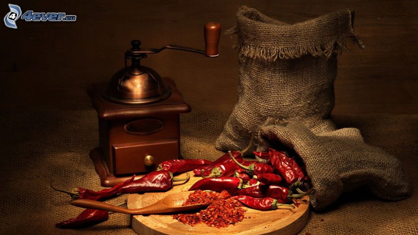 red chilli pepper, grinder