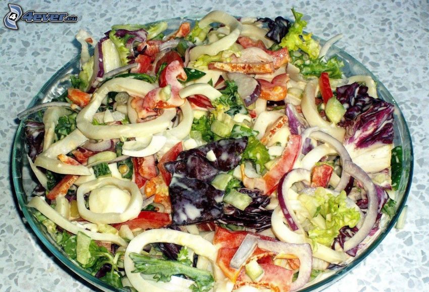 salad, vegetables