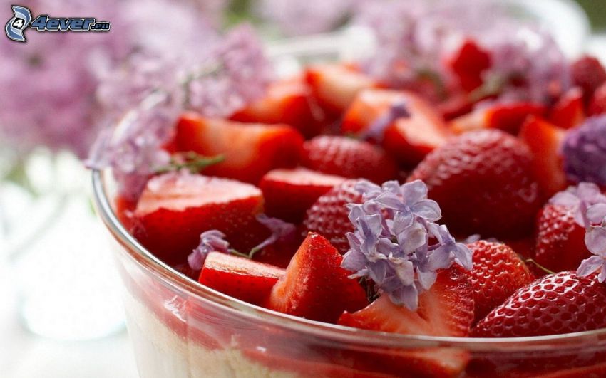 strawberries, lilac