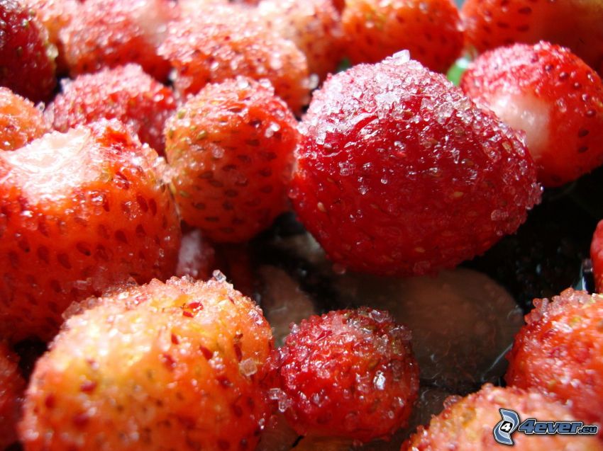 strawberries, sugar