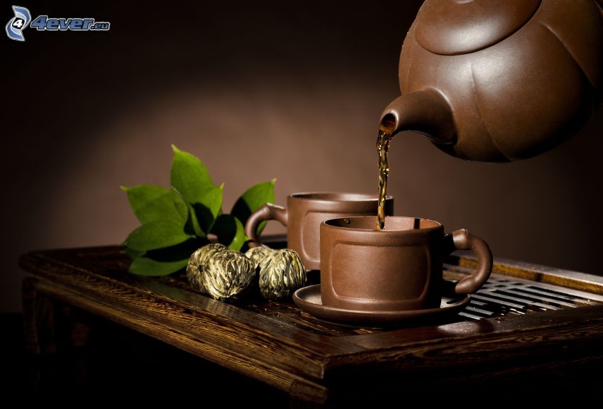 tea, teapot, cups