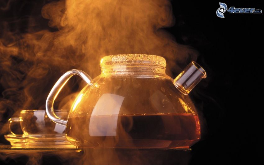 teapot, steam, tea