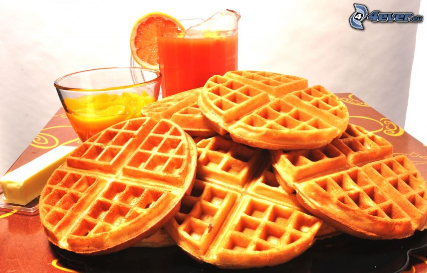 waffles, orange juice