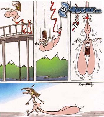 Bungee jumping, breasts, funny