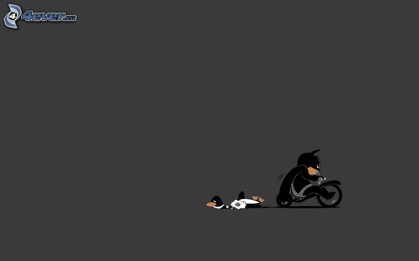 cartoon character, motocycle