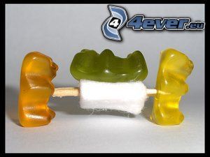 gummy bears, candy, injury