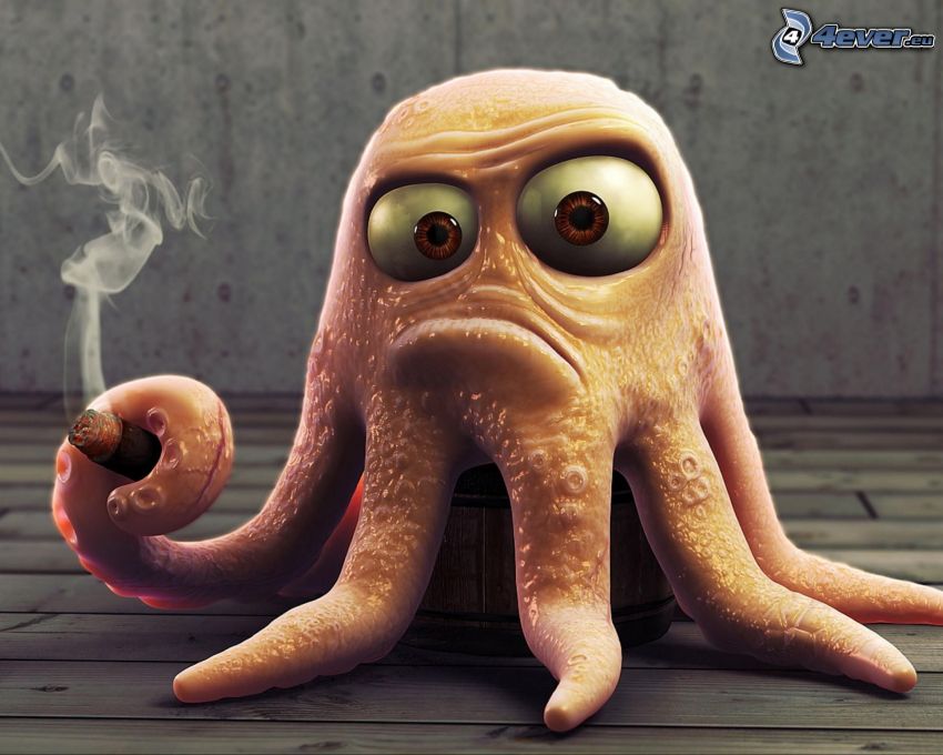 octopus, cigarette