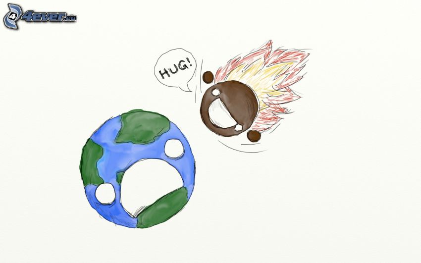 Space collision, Earth, meteorite, hug