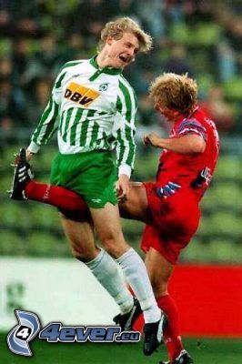 kick between the legs, footballers