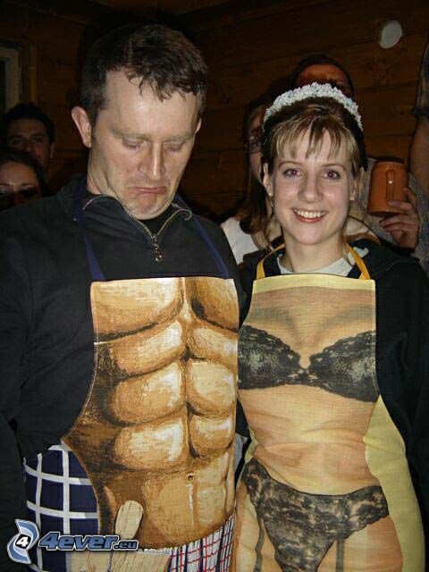 man and woman, apron