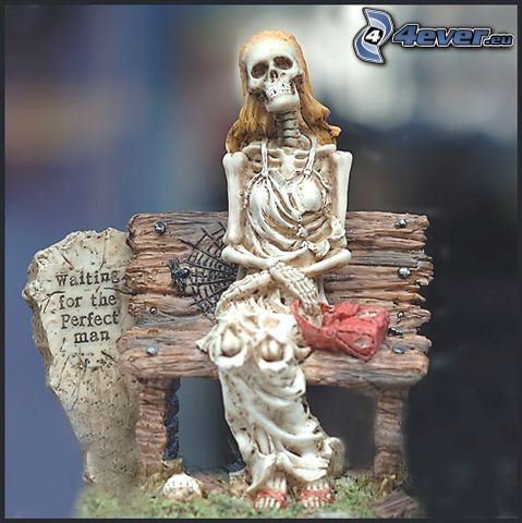 skeleton, waiting, statue