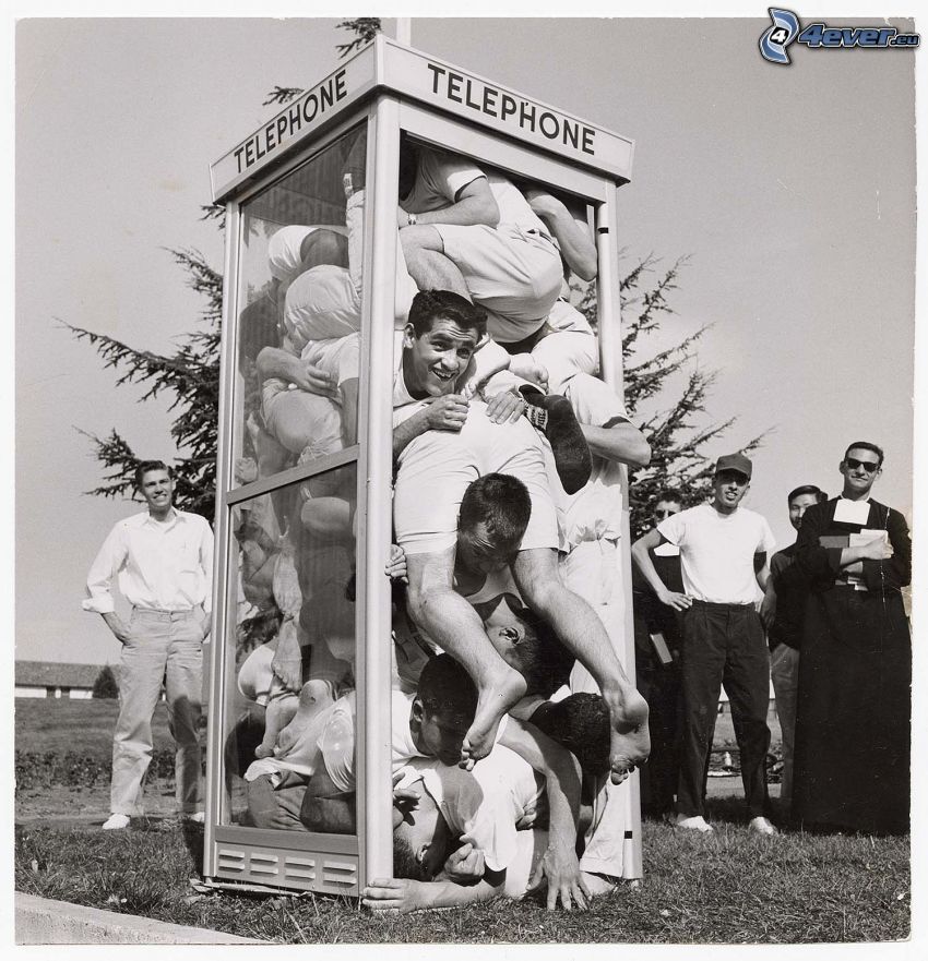 telephone booth, men, record