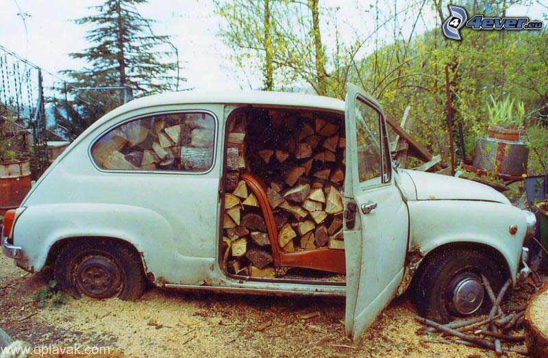 old car, wood