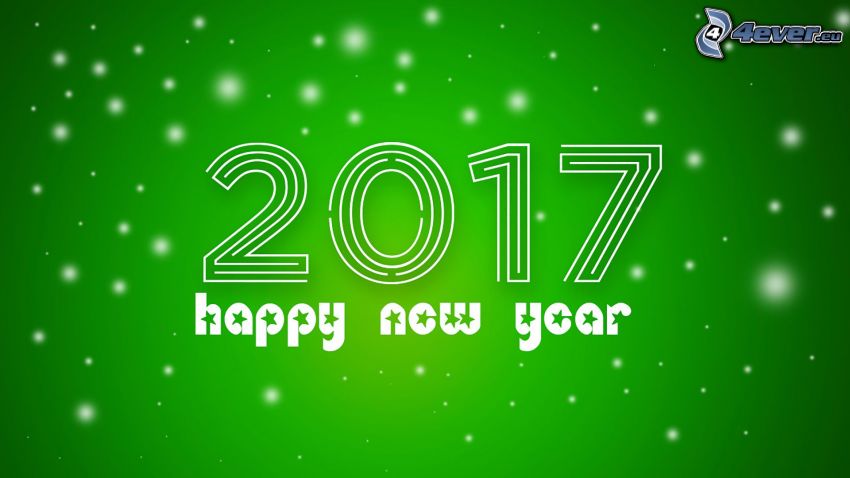 2017, happy new year, green background