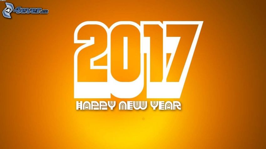2017, happy new year, yellow background