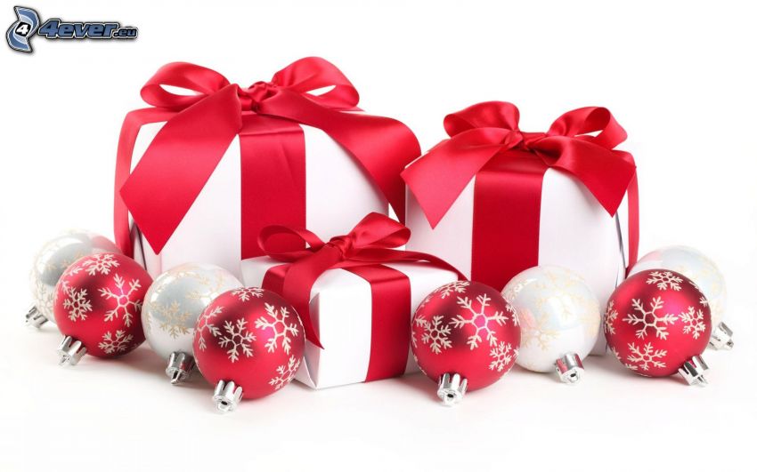 gifts, christmas balls