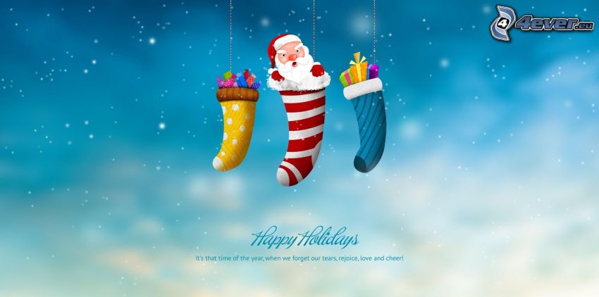 Happy Holidays, Santa Claus, socks