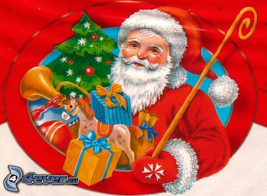 Santa Claus, christmas, gifts, christmas tree