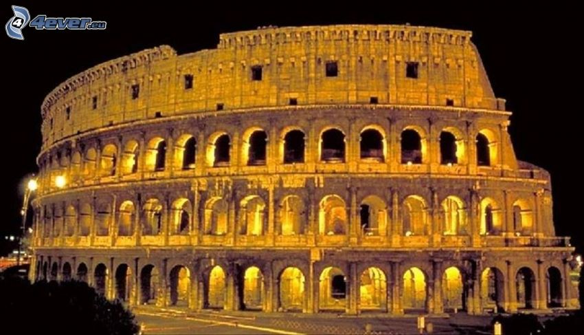 Colosseum, Rome, Italy, night, lighting