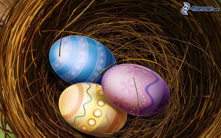 easter eggs, nest