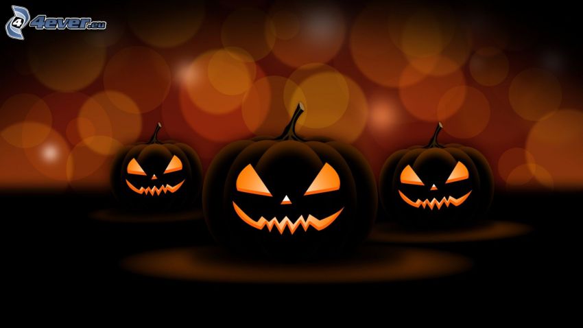 halloween pumpkins, circles, cartoon