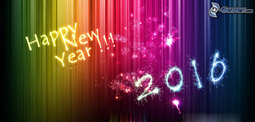 happy new year, 2016, colorful background