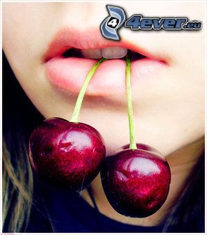 cherries, lips, teeth, mouth