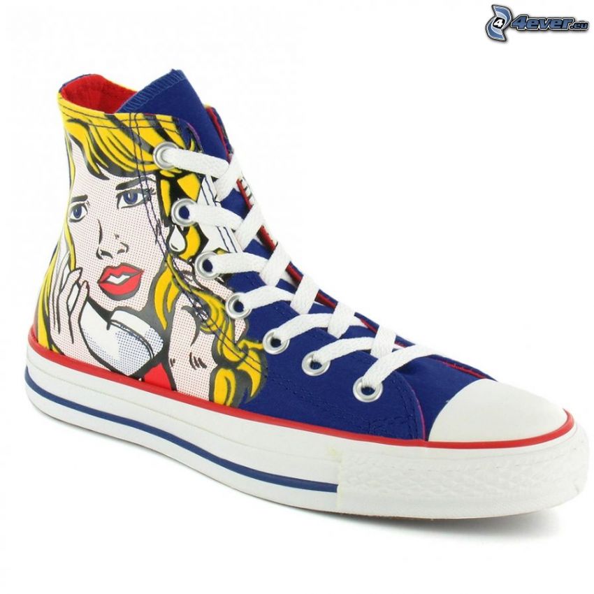Converse, colorful sneaker, woman's face