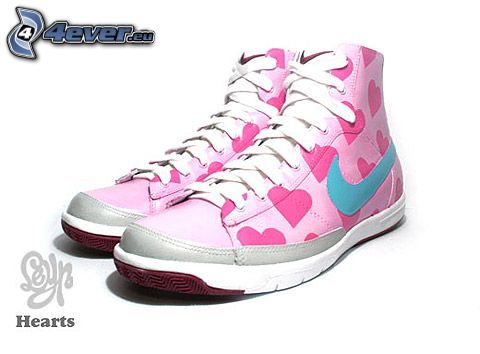 hearts, pink sneakers, Nike