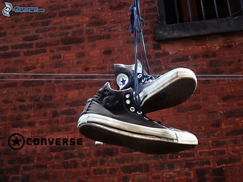 sneakers on clothesline, Converse